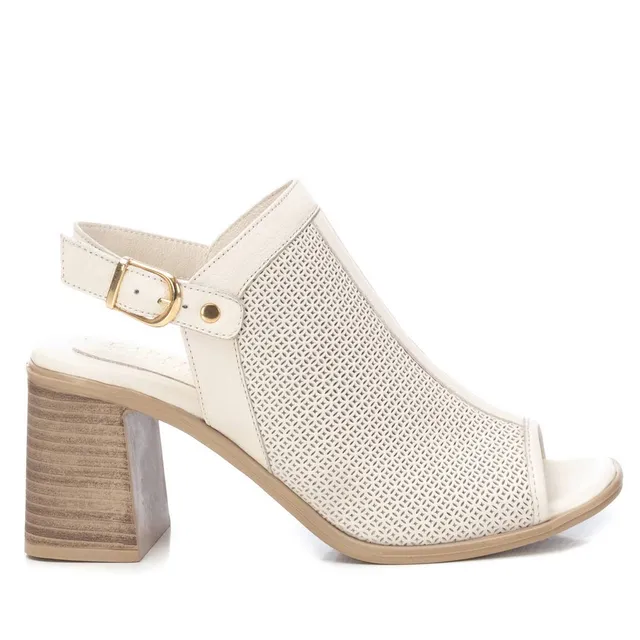 Carmela 16159702 sandale talon blanc cuir perforé