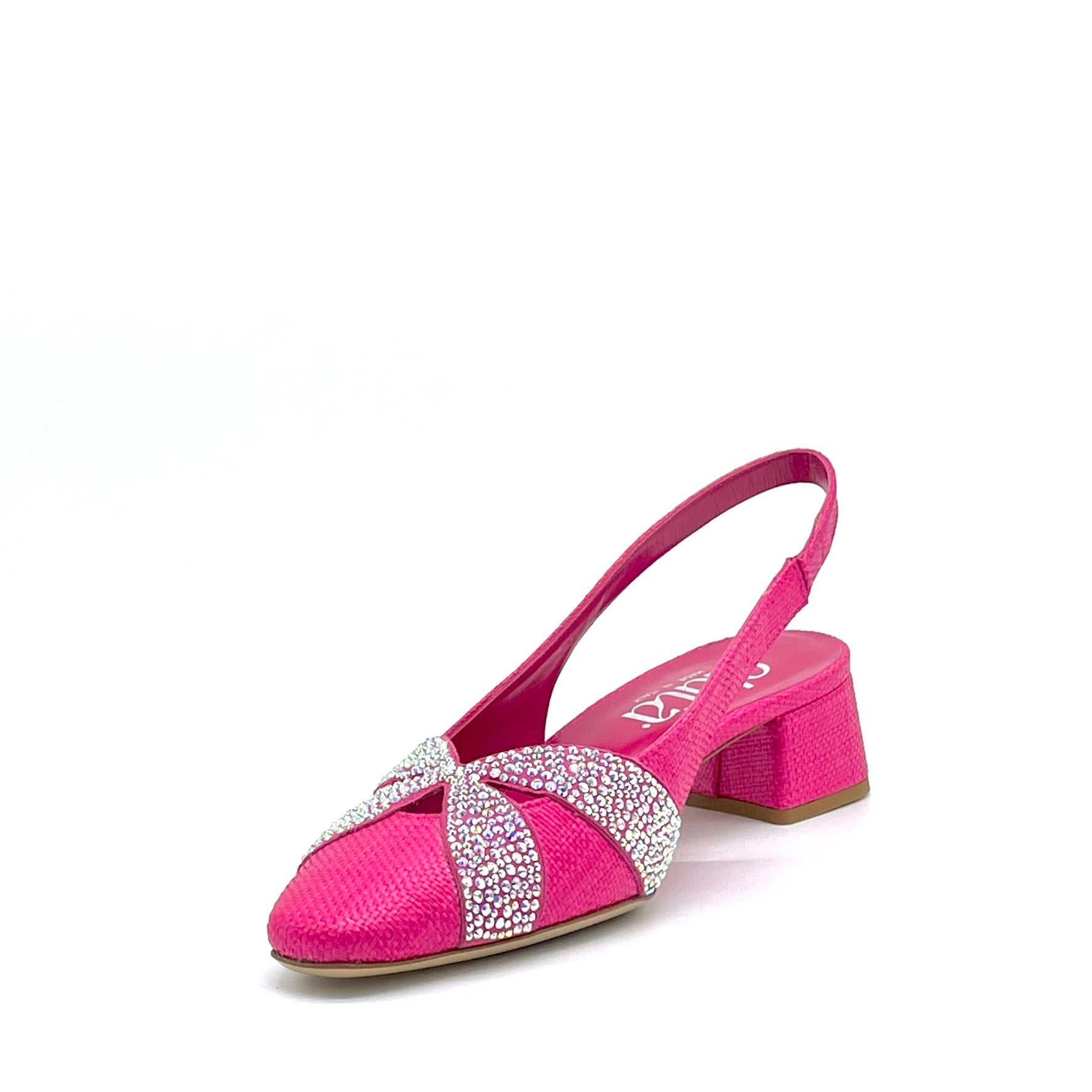 ELATA 15120 Slingback raphia fuchsia strass