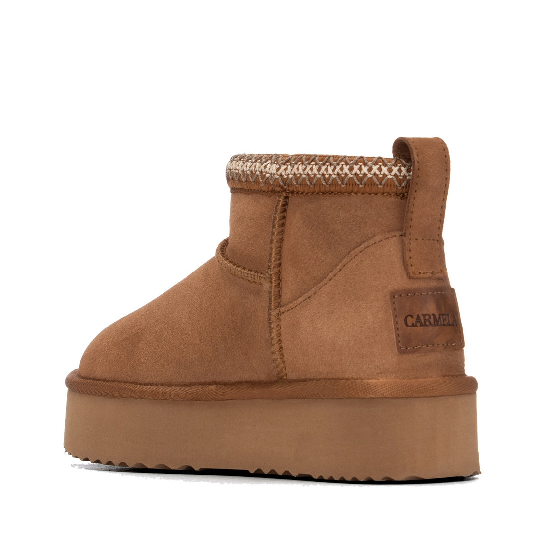 Carmela 16419203 bottine camel cuir véritable brodée