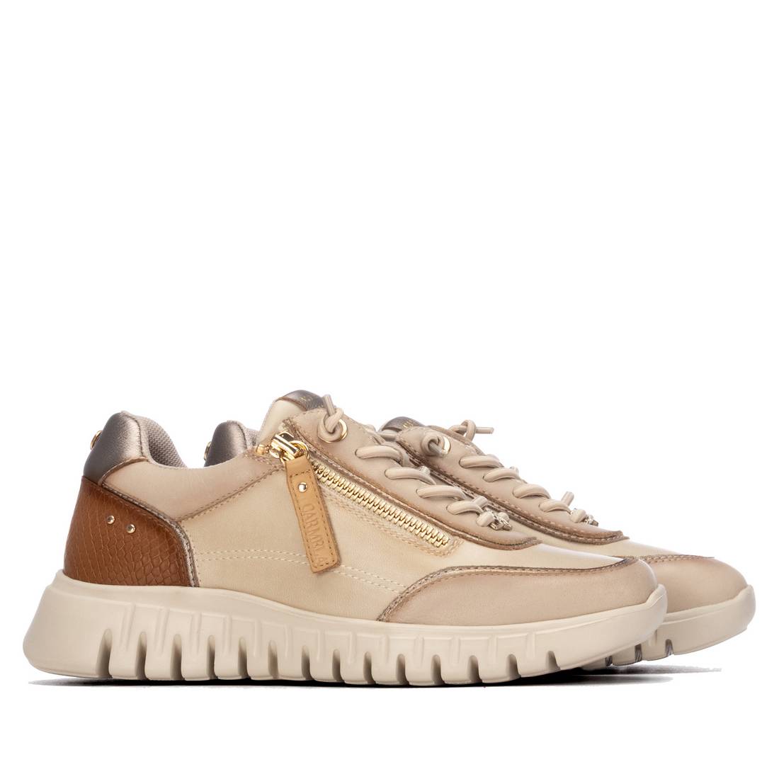 Carmela 16424401 basket cuir beige zip femme