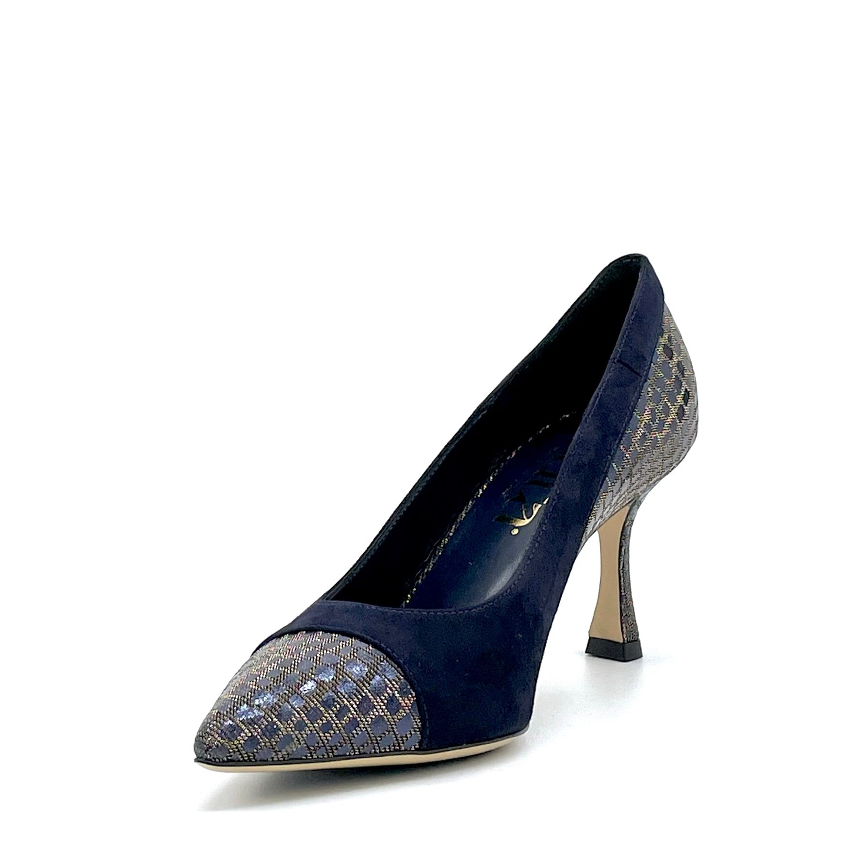 ELATA 54502 escarpins suède bleu tissu cangiante