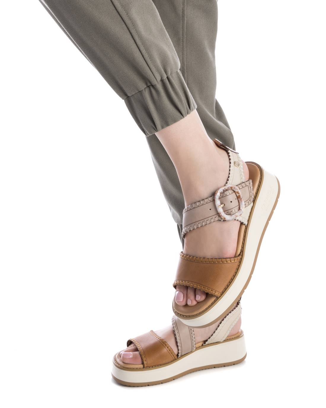 Carmela 16224701 sandale femme camel cuir compensée