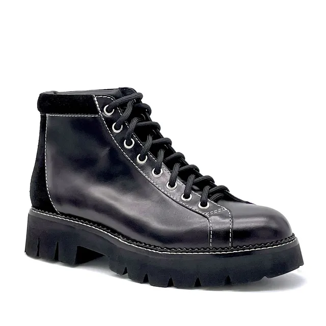 ELATA 51536 bottines cuir noir à lacets talon 4 cm