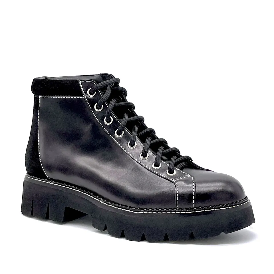 ELATA 51536 bottines cuir noir à lacets talon 4 cm
