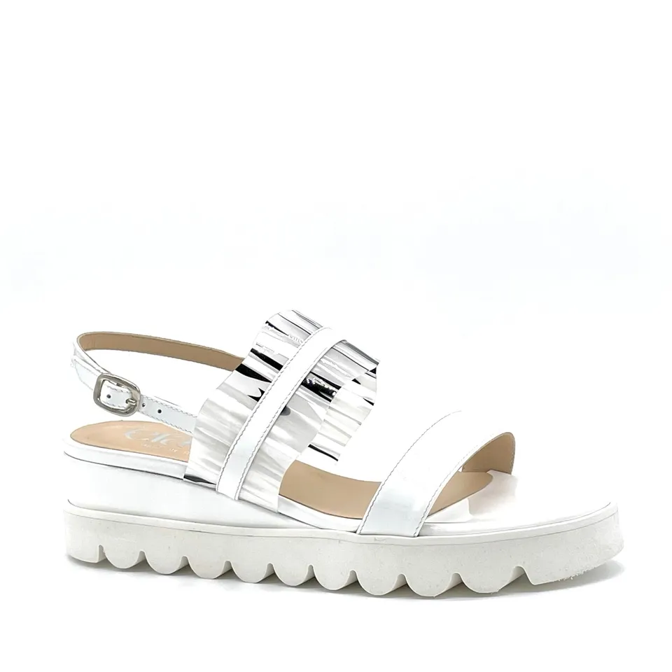 Elata 15174 sandales vernies blanches vinyle talon 5 cm