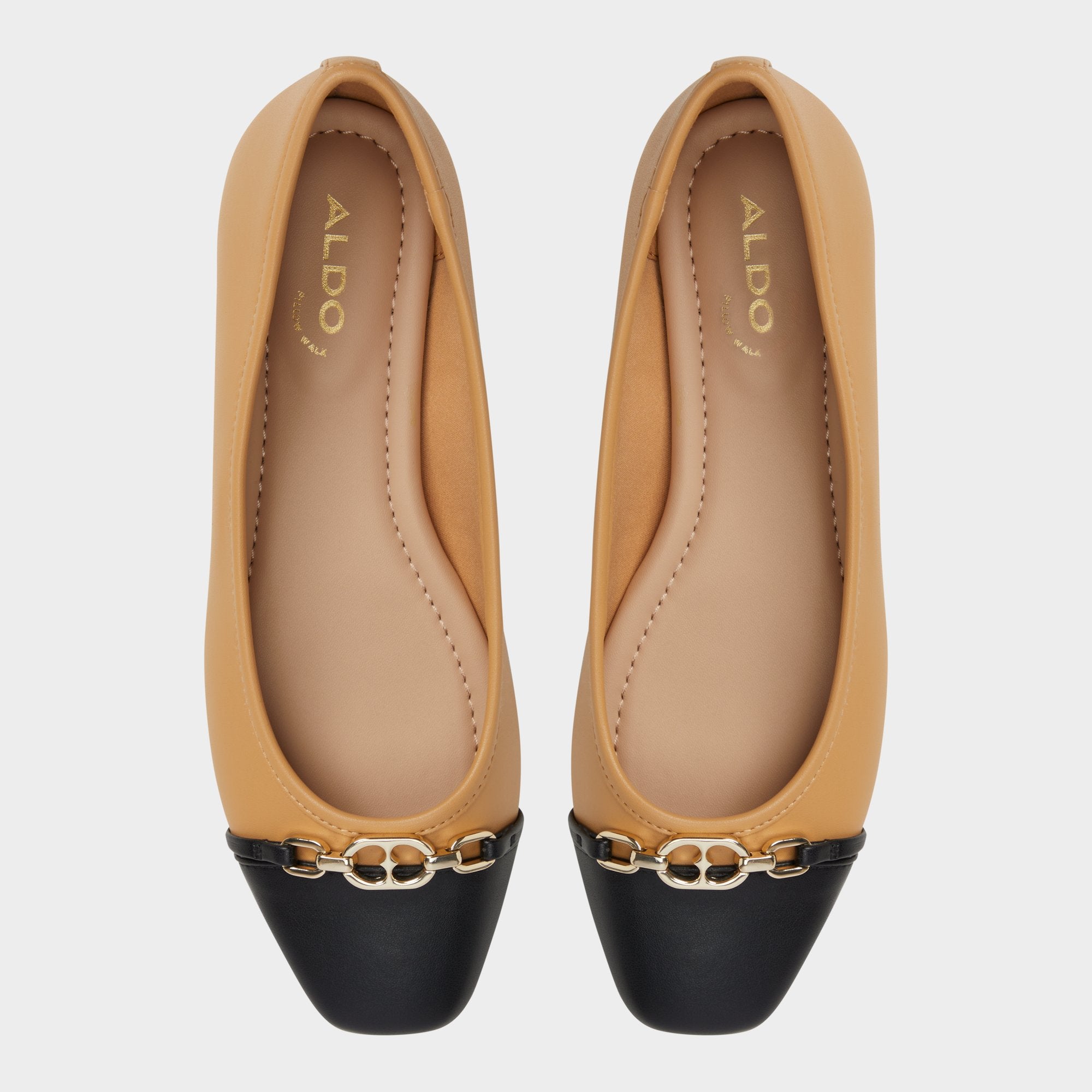 ALDO Krishelle Ballerines Femme Cuir Noir Chaîne