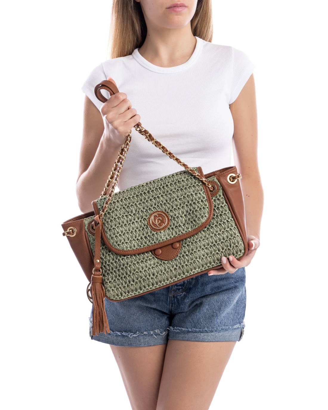 Carmela 18612703 sac vert rafia 23x37x12 cm