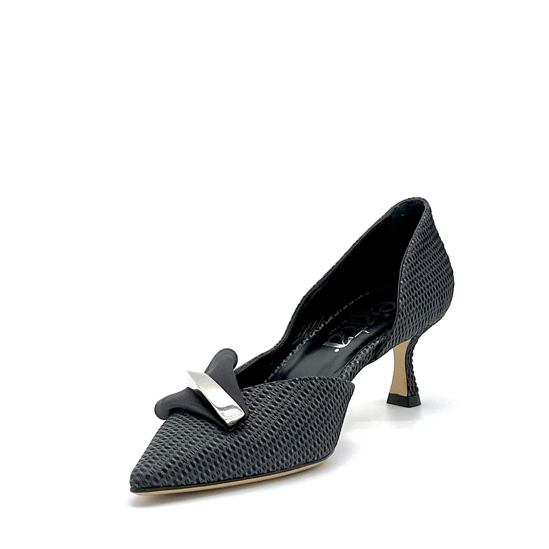 Elata 15109 escarpins laminé noir ouverture talon 5,5 cm