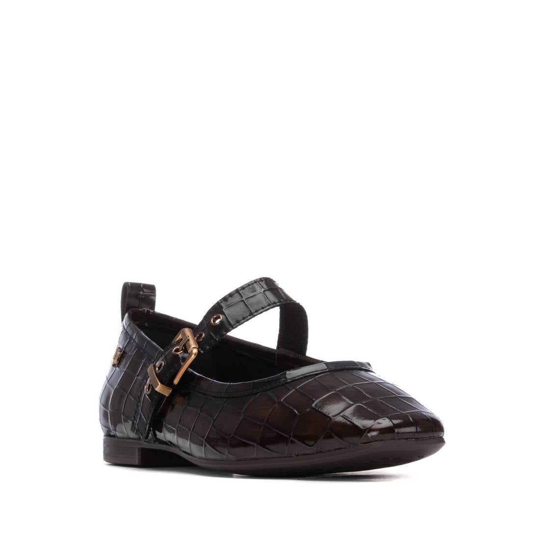 Carmela 16256202 ballerines vernis marron boucle