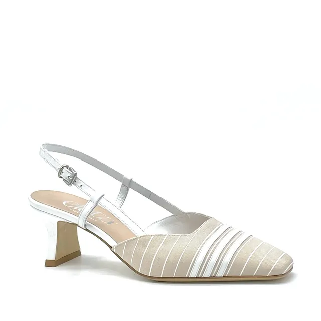 ELATA 14175 slingback rayé beige talon 5,5 cm
