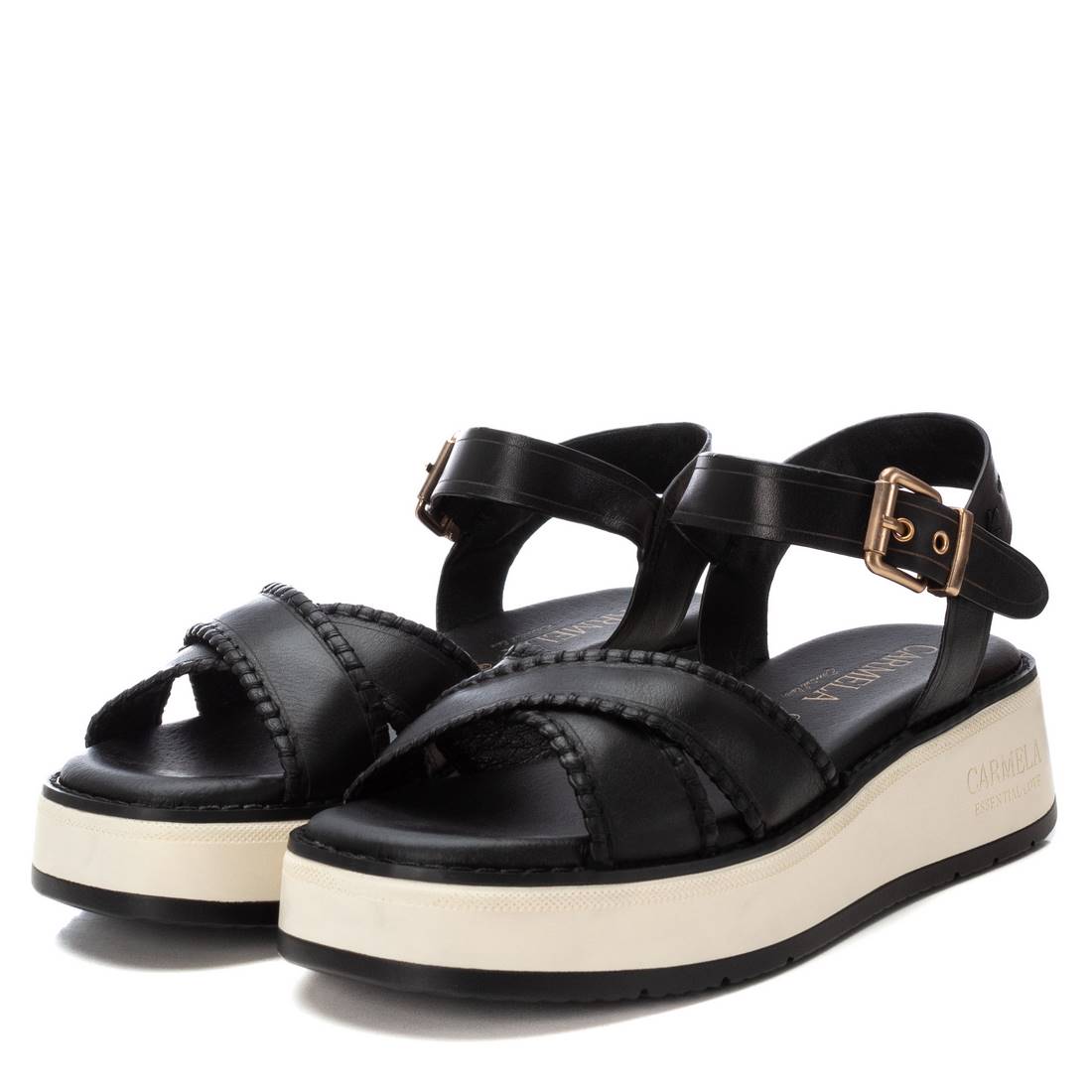 Carmela 16224504 sandale noir cuir compensée 5 cm