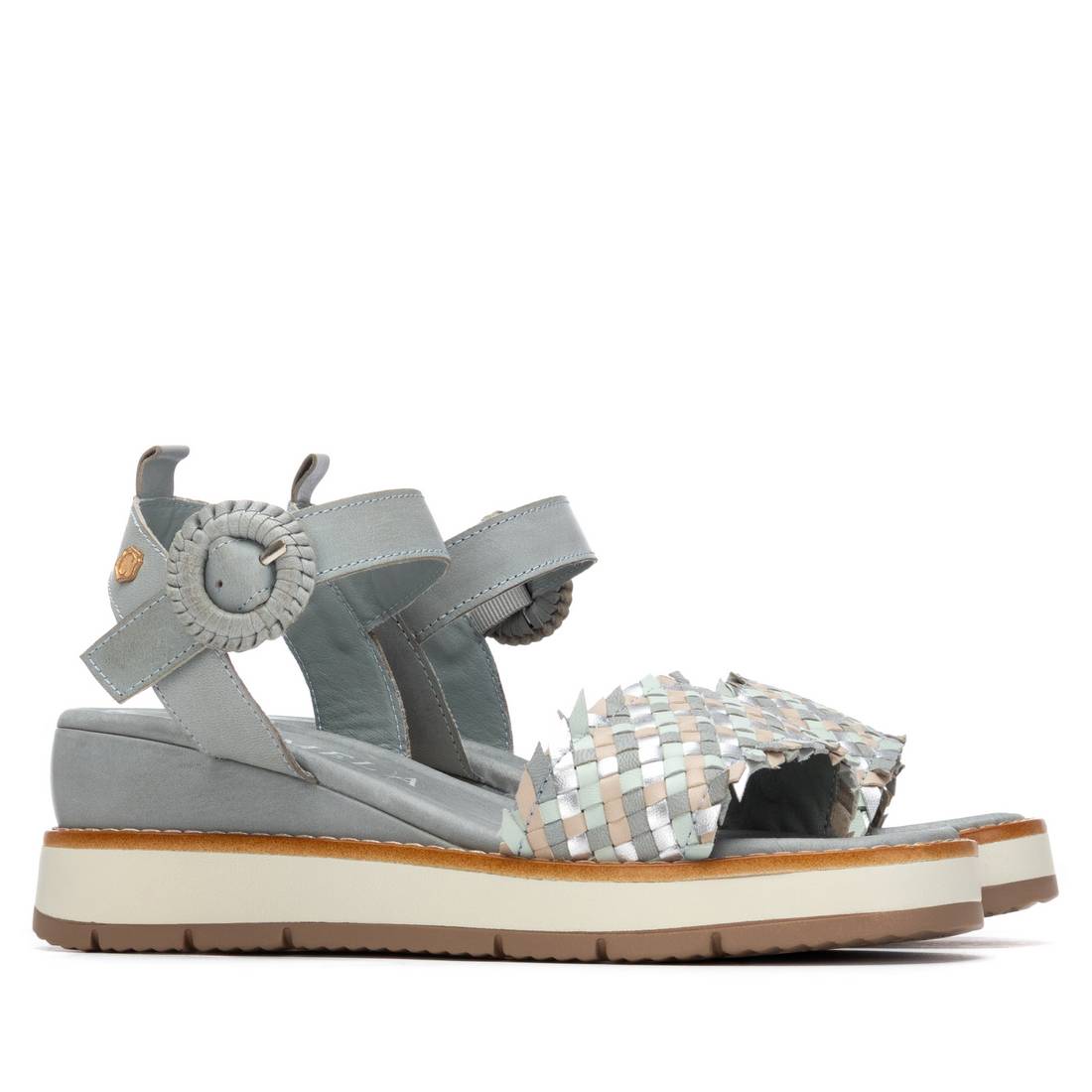 Carmela 16315501 sandale cuir jeans compensée