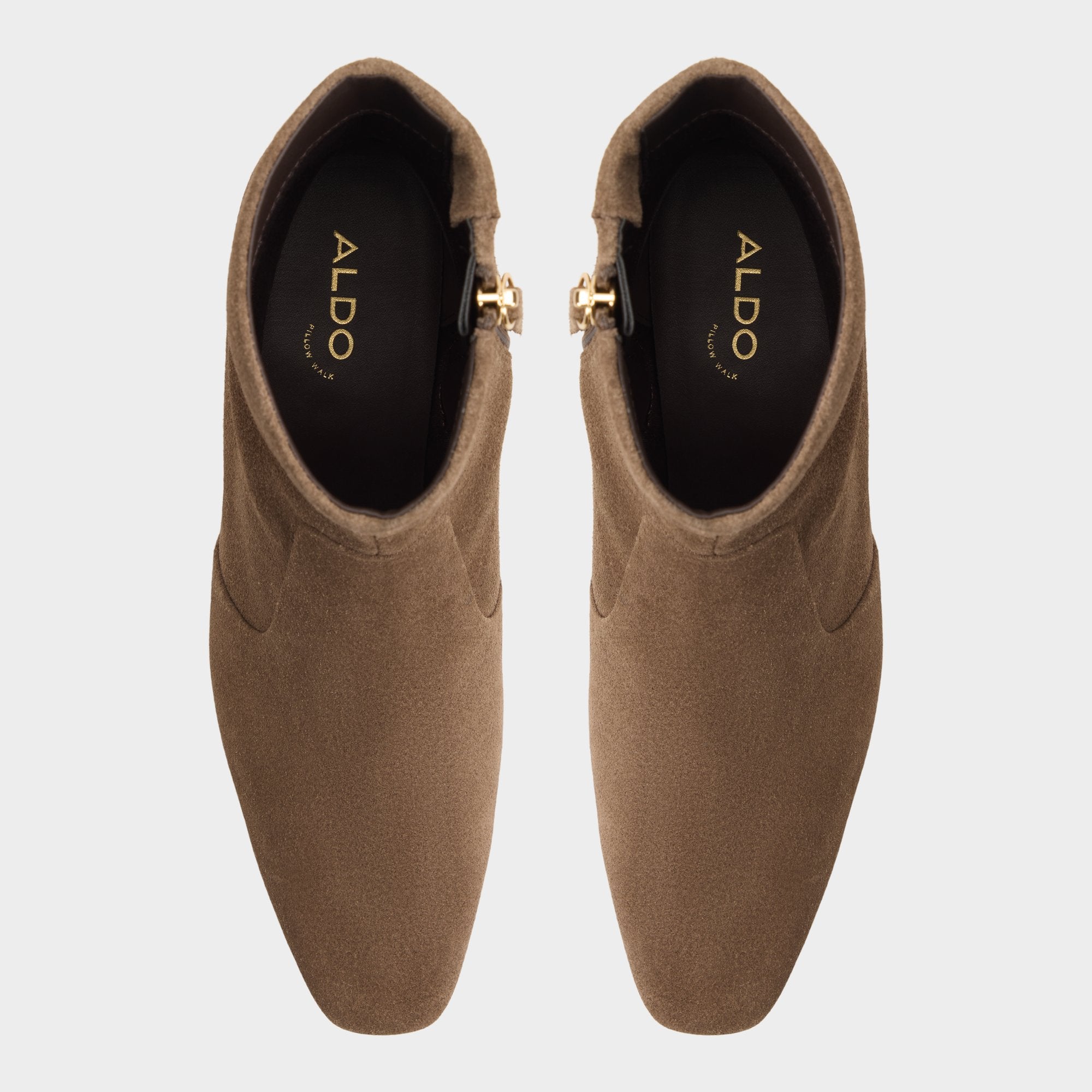 ALDO Frannie bottines suède kaki talon bas