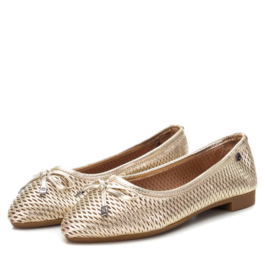 Carmela 16076107 ballerine dorée cuir plate nœud