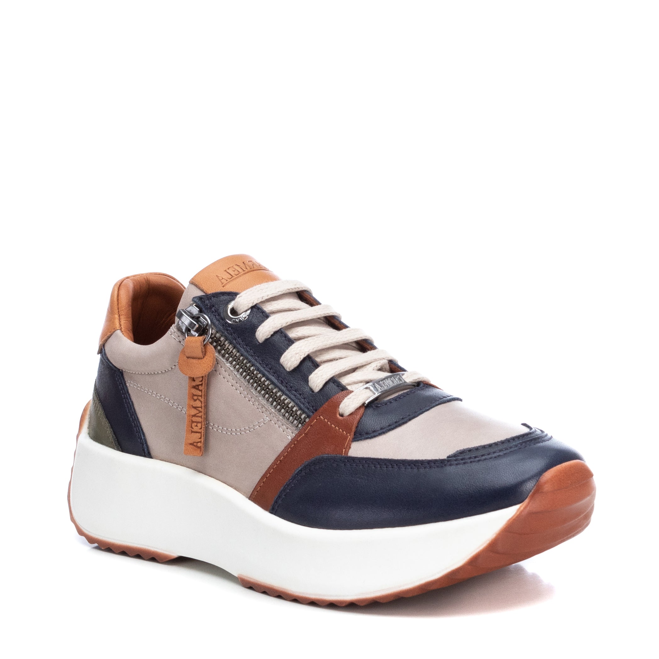 Carmela 16021004 basket femme bleue cuir semelle épaisse