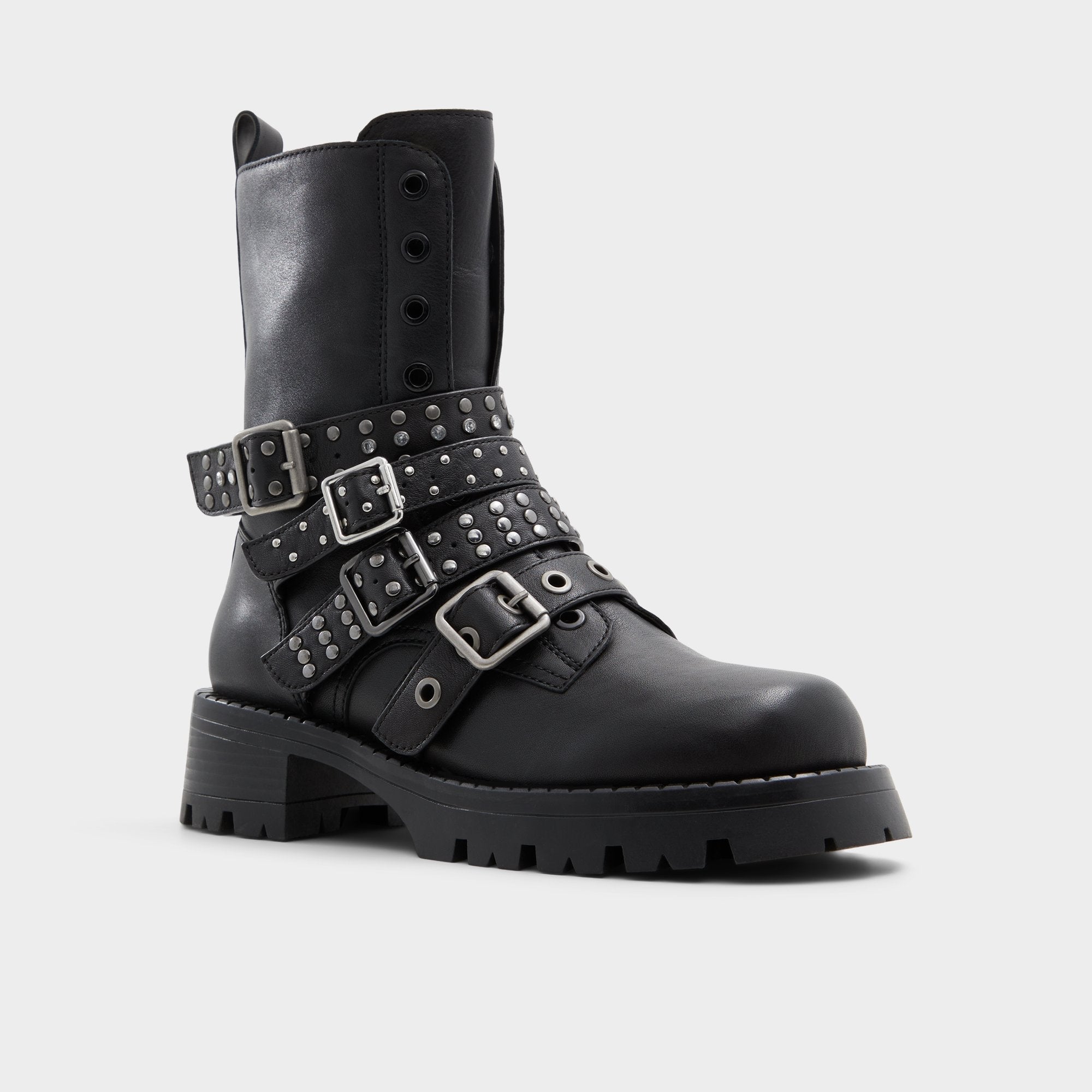 Aldo Vortexia bottines motardes boucles noires
