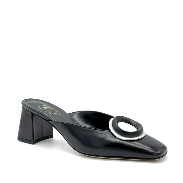 Elata 12157 sabot cuir noir circle talon 5,5 cm