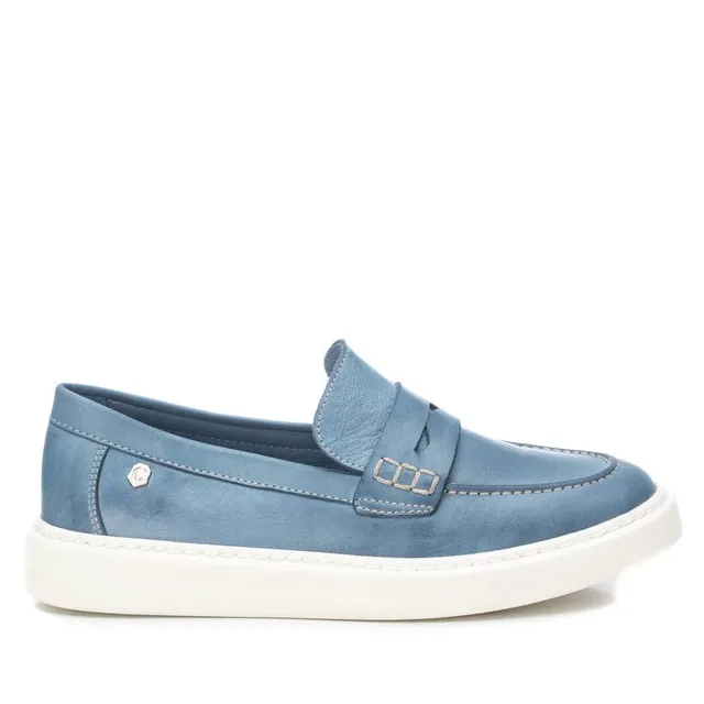 Carmela 16064009 mocassin cuir bleu semelle gomme