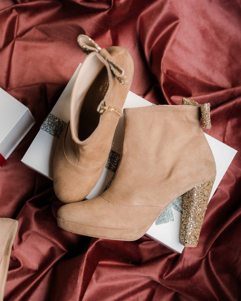 Dessine Moi Un Soulier bottine plateforme velours rose champagne