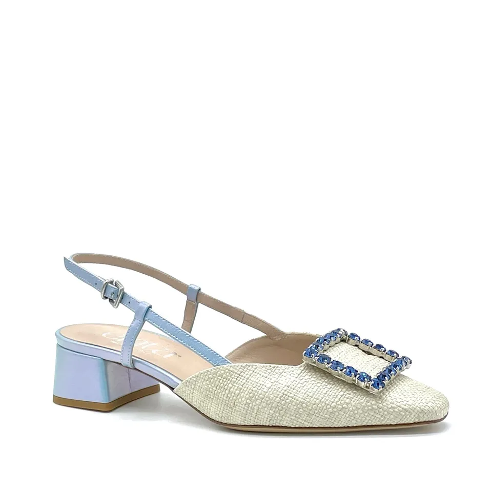 ELATA 14165 slingback raphia bijou talon 3,5 cm