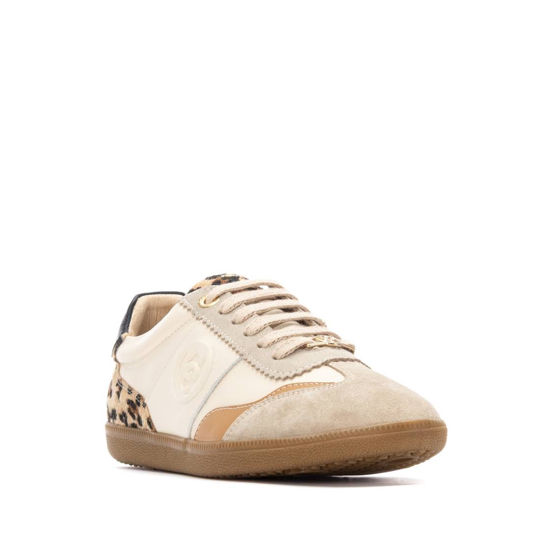 Carmela 16264001 basket cuir beige semelle plate
