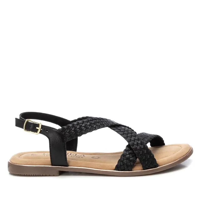 Carmela 16238702 nu-pieds cuir noir tressé