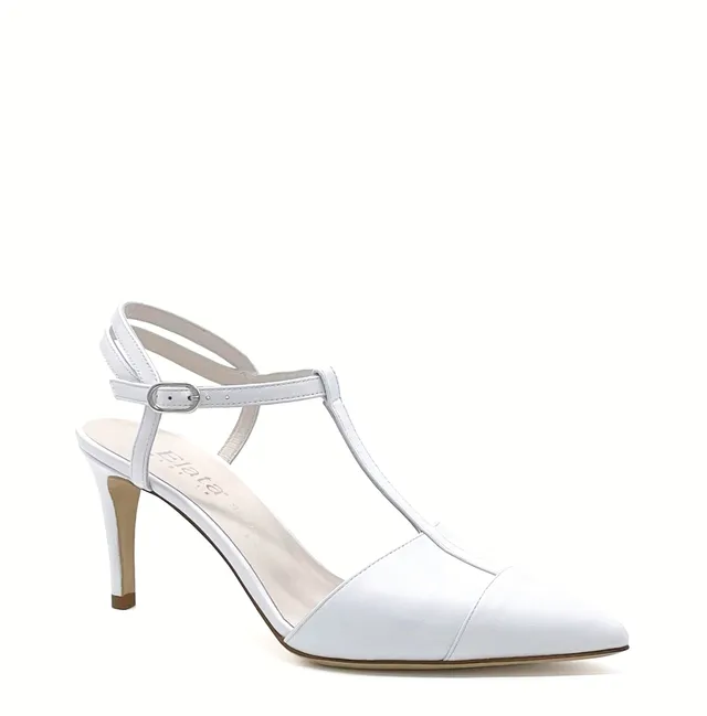 Elata S2203 slingback cuir blanc talon 7,5 cm