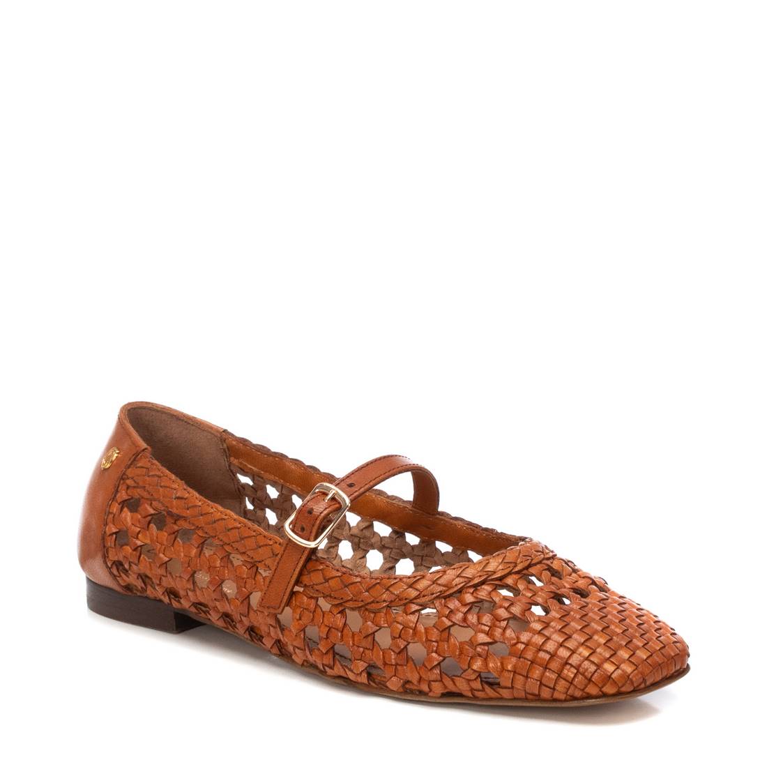 Carmela 16209702 ballerine femme cuir camel tressé