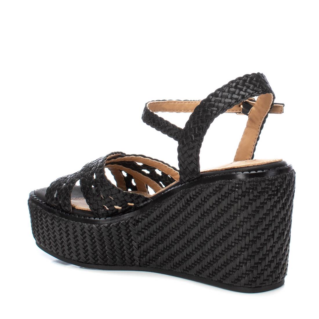 Carmela 16148403 sandales compensées noir cuir 9 cm