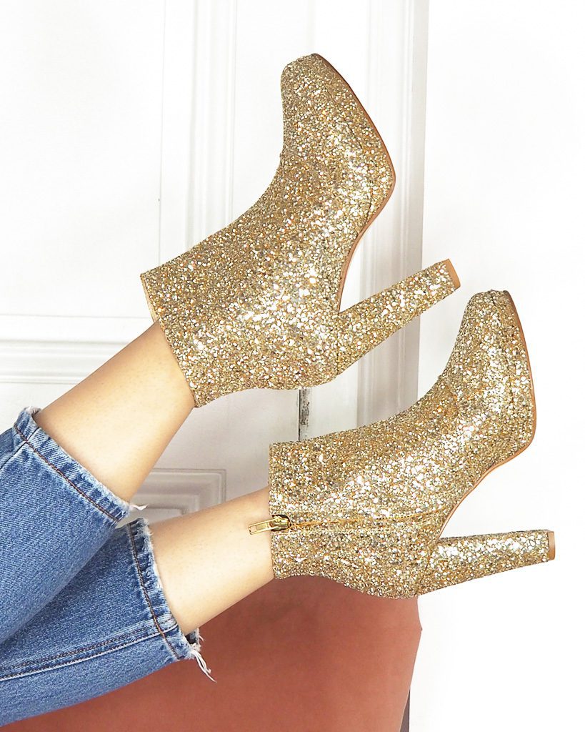 Dessine Moi Un Soulier bottine plateforme glitter champagne