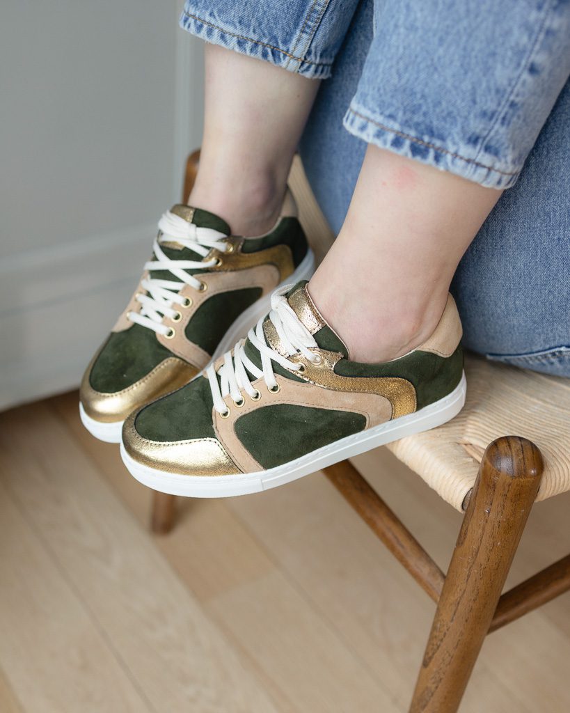 Dessine Moi Un Soulier Oscar Baskets Velours Kaki Camel Bronze