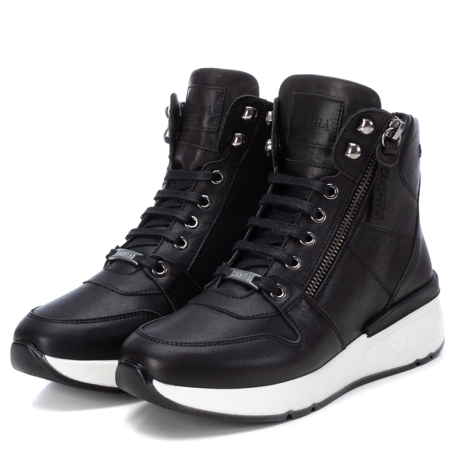 Carmela 16021501 basket femme noir cuir semelle 4 cm