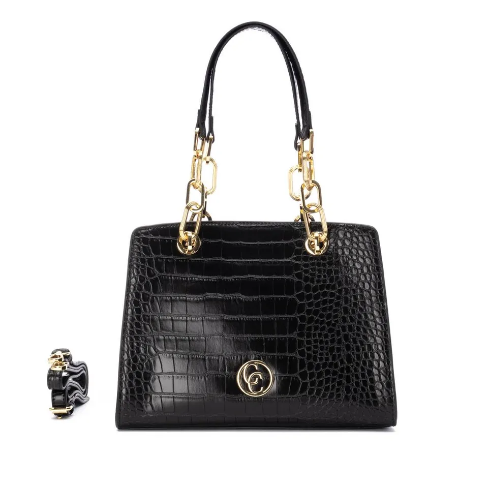 Carmela 18618101 sac bandoulière noir effet coco vegan