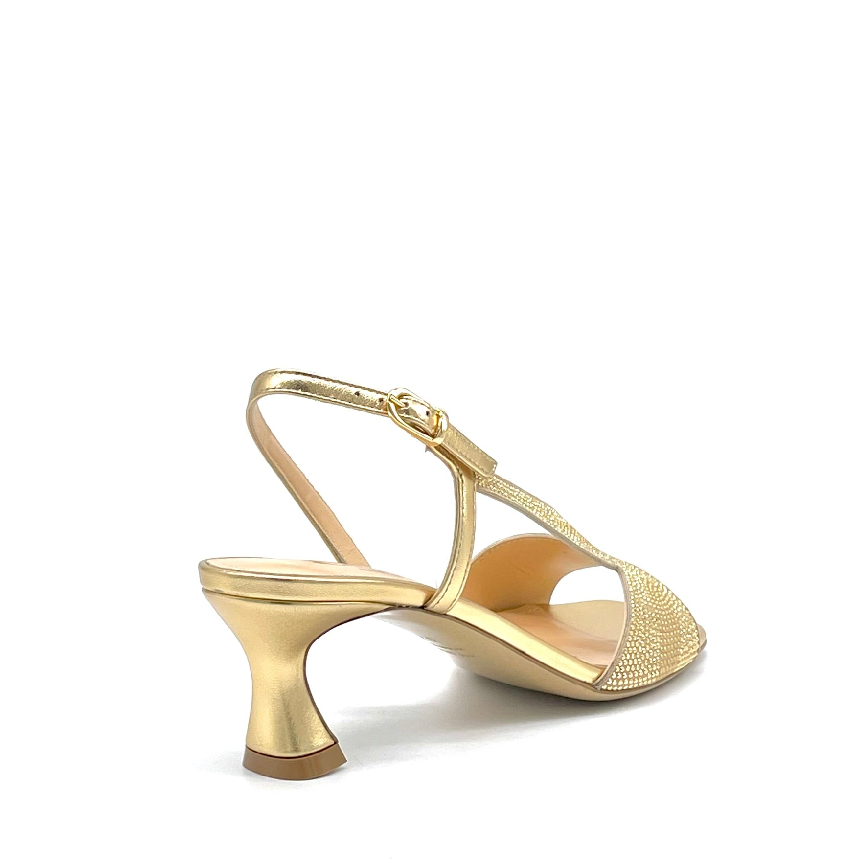 ELATA 16107 sandales cuir doré clous talon 5,5 cm