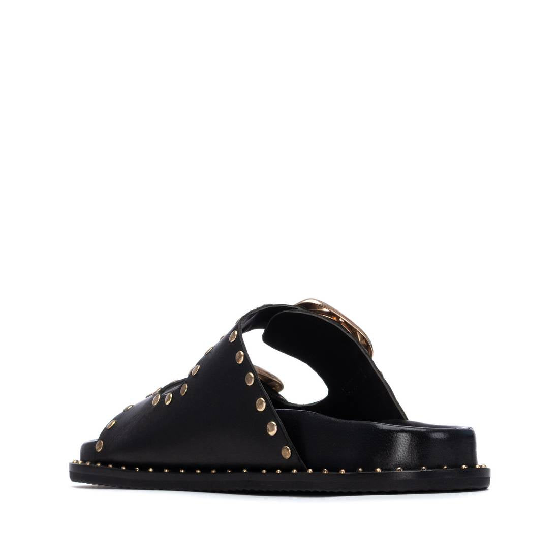 Carmela 16305601 sandales plates noir cuir imprimé