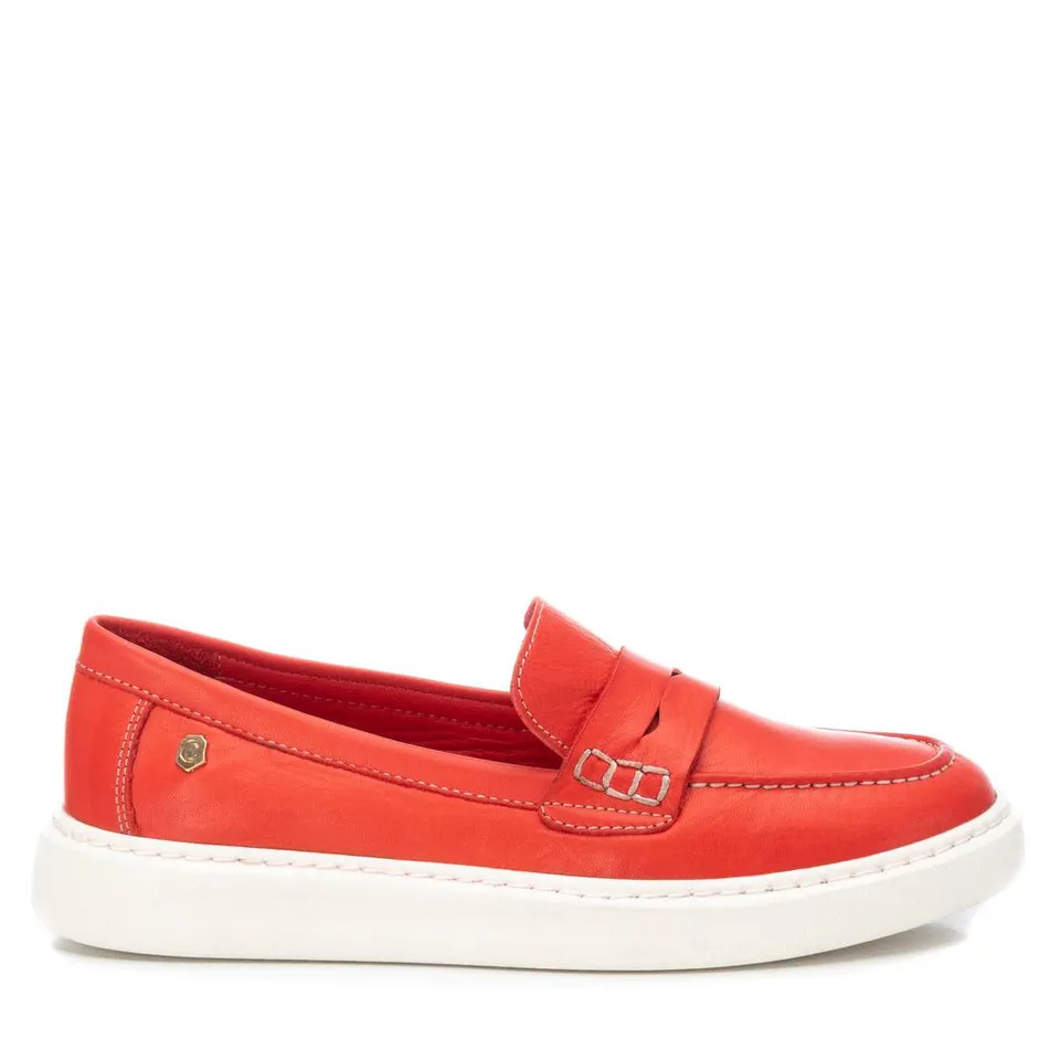 Carmela 16064002 mocassin cuir rouge plat