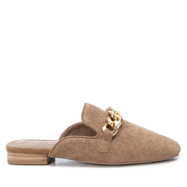 Carmela 16072101 mule marron cuir chaîne plate