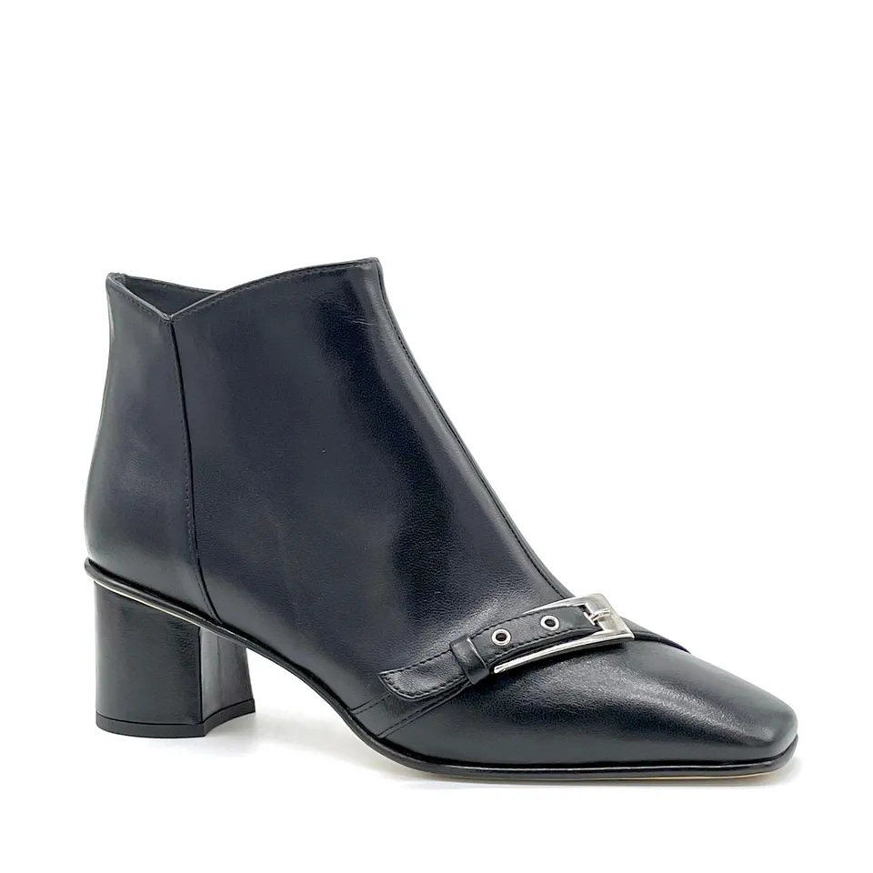 ELATA 55539 bottine cuir noir boucle talon 5,5 cm