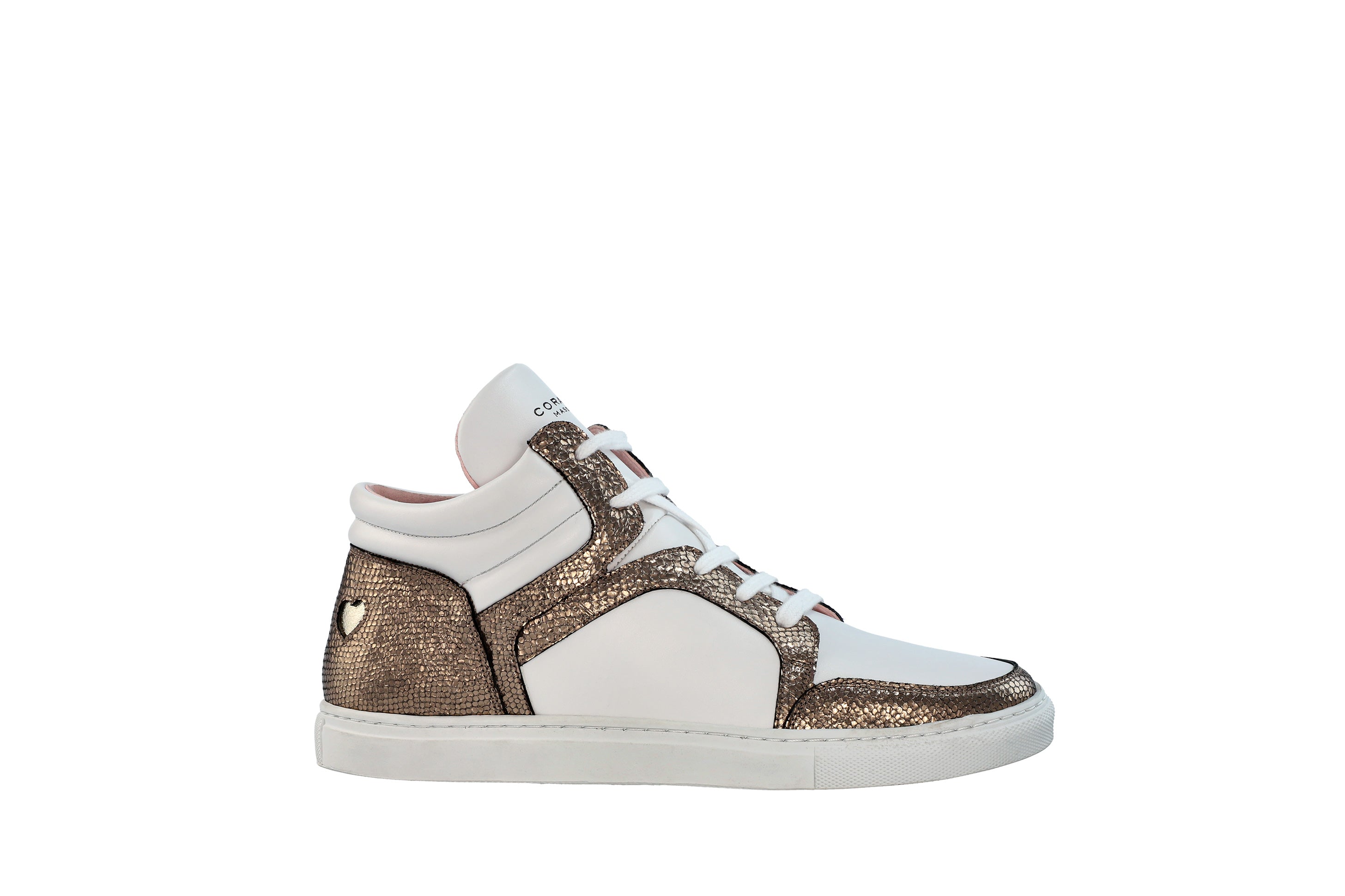 Coralie Masson Maria baskets montantes cuir blanc doré