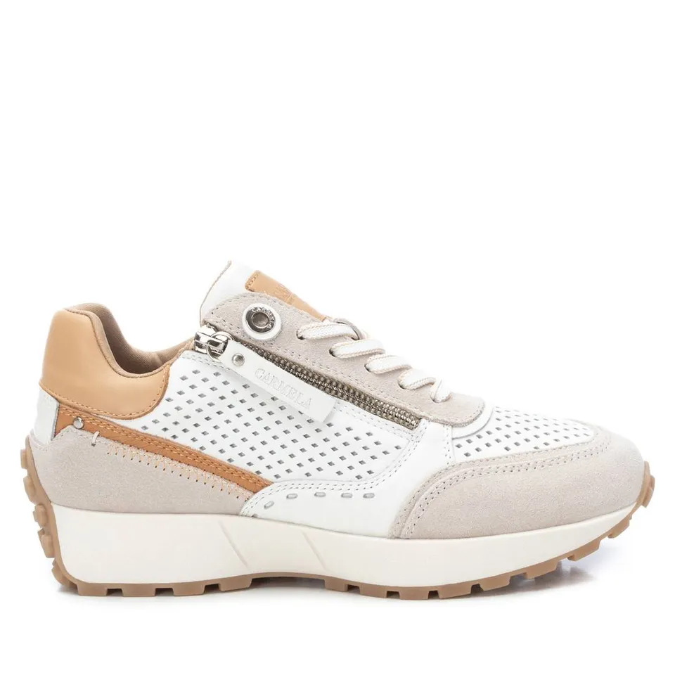 Carmela 16069801 sneaker cuir blanc à zip
