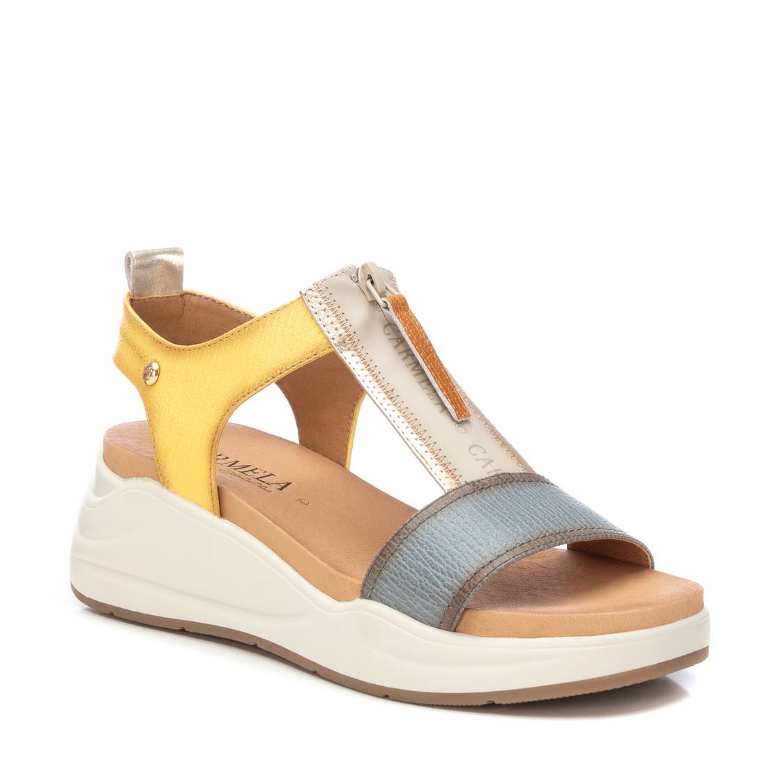 Carmela 16155005 sandales cuir bleu zip plat
