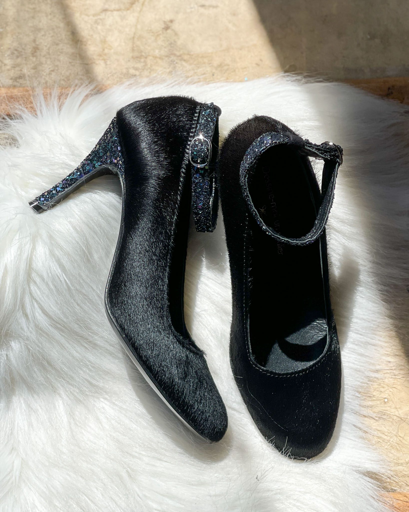 Dessine Moi Un Soulier escarpin poil noir starlight 37,5