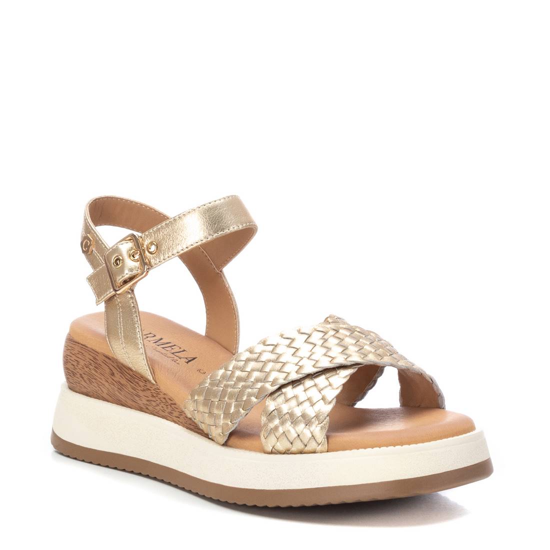 Carmela 16139101 sandale compensée cuir doré