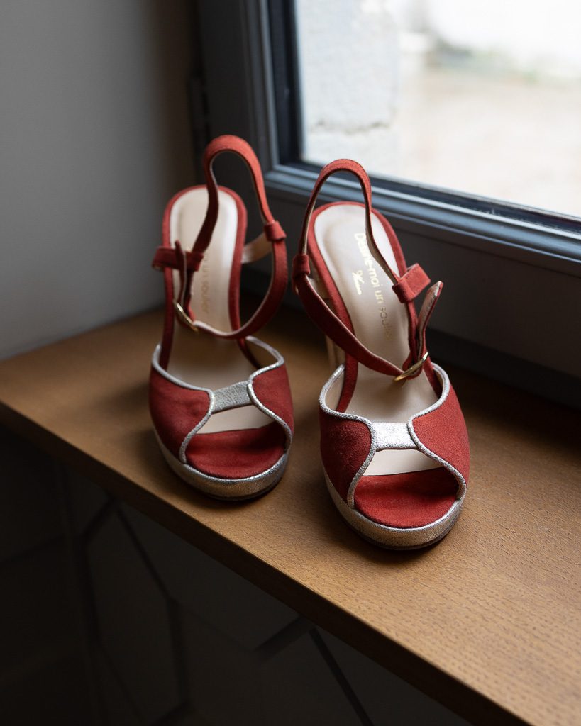 Dessine Moi Un Soulier Charlotte plateforme sandales velours terracotta