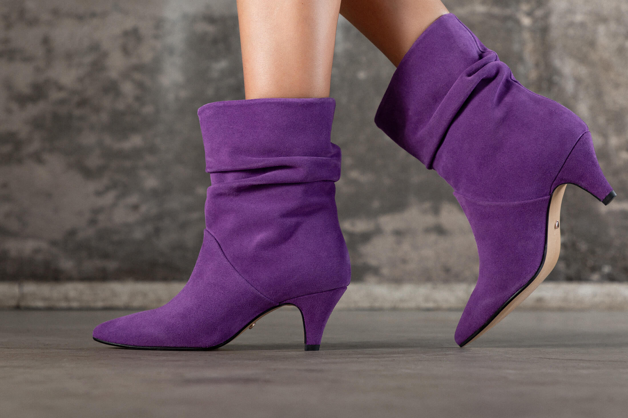Coralie Masson City bottes cuir violet talon 5 cm