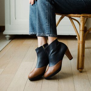 Dessine Moi Un Soulier bottines plateforme marine camel