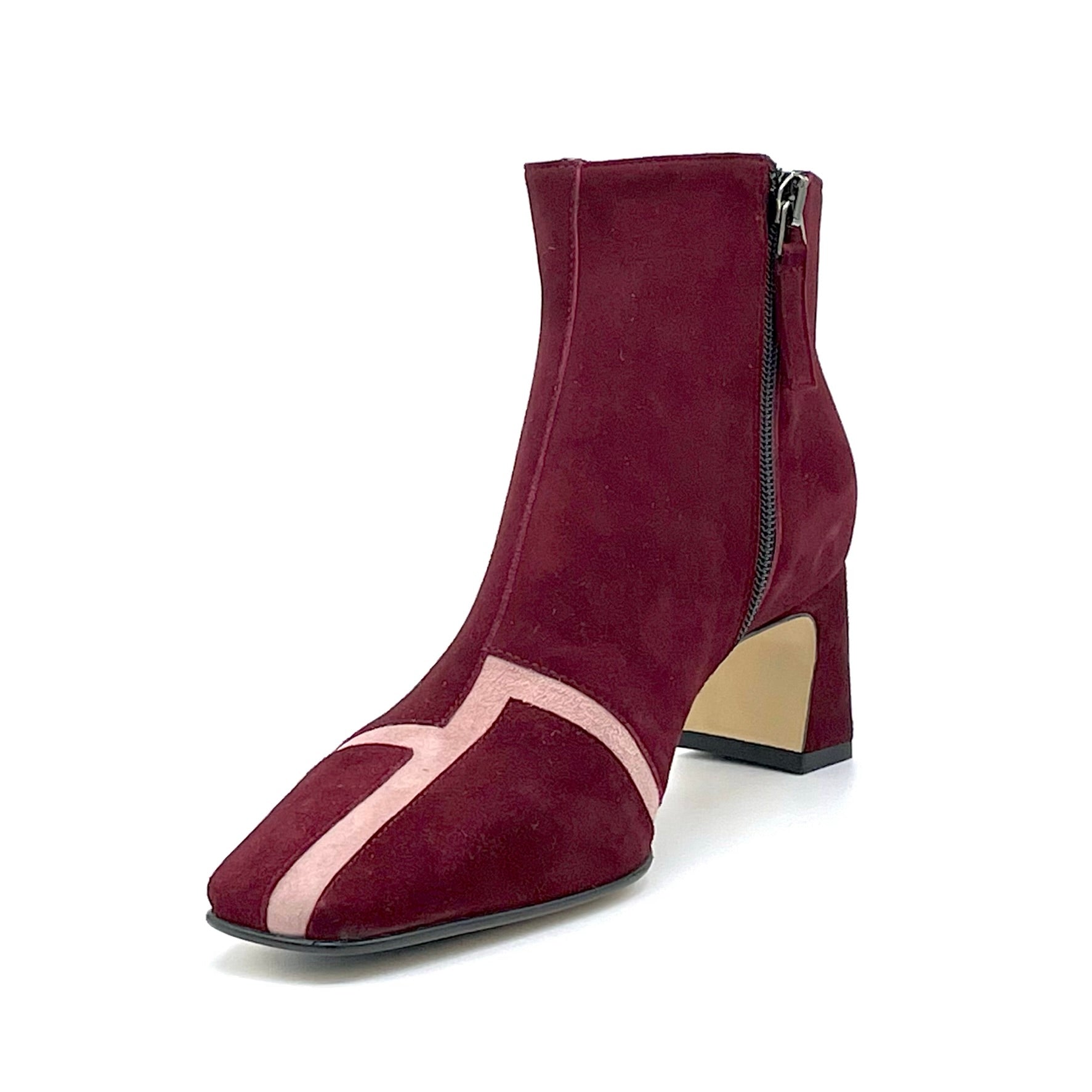 Elata 53548 bottine suède bordeaux rose talon 5,5 cm