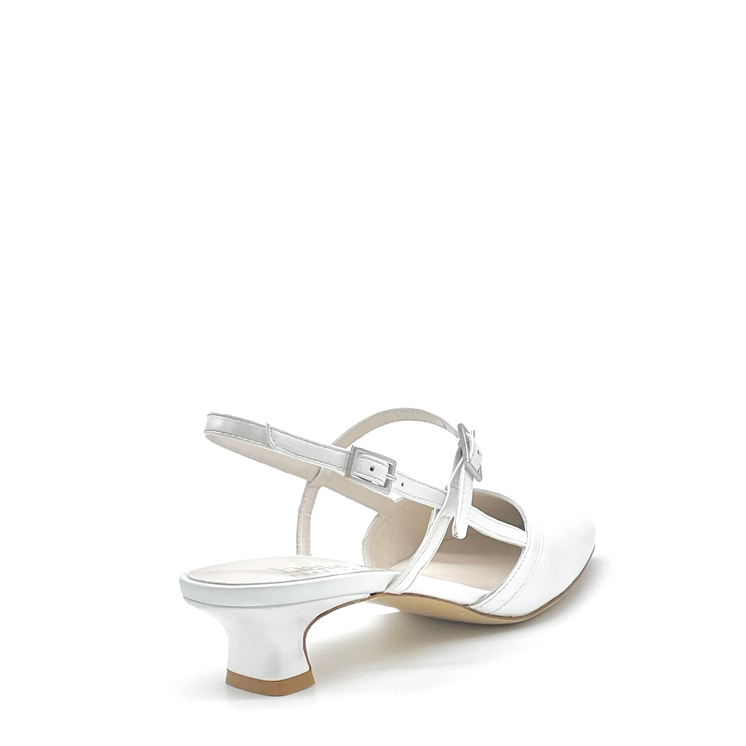 Elata S2636 slingback cuir blanc perlé talon 3,5 cm