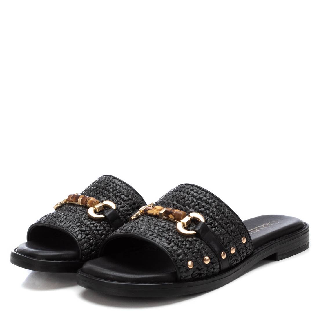 Carmela 16236602 mule noire boucle tressée plate