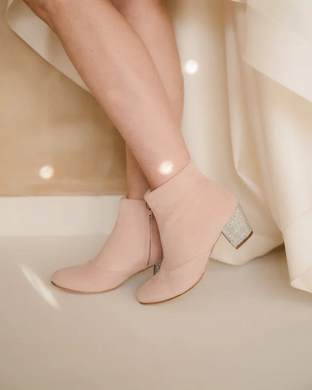 Dessine Moi Un Soulier bottine velours rose ballerine talon plat